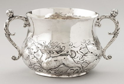 Charles II (Carolean) Restoration Period Silver Porringer - Ralph Leeke